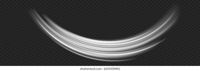 White light effect of trace and line. On transparent background.