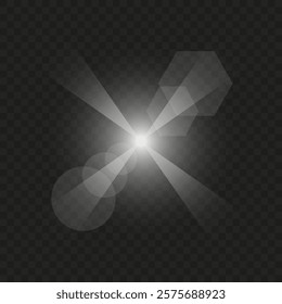 A white light effects on a dark background. Vector flare. White glare. Vector illustration EPS10