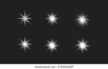 White light effects on a dark transparent background 