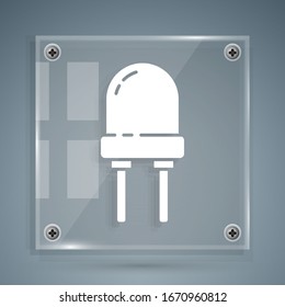 White Light emitting diode icon isolated on grey background. Semiconductor diode electrical component. Square glass panels. Vector Illustration