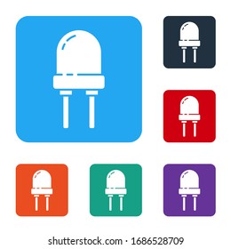 White Light emitting diode icon isolated on white background. Semiconductor diode electrical component. Set icons in color square buttons. Vector Illustration