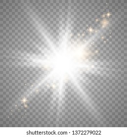 White light explosion isolated on dark background vector illustration. Effect star and sparkle, flash and shine golden.Vector illustration EPS 10.