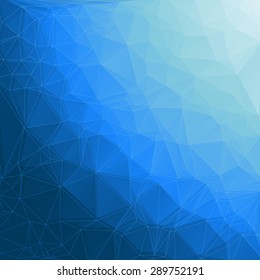 White light flash gradient on blue abstract geometric rumpled triangular low poly style vector illustration graphic background