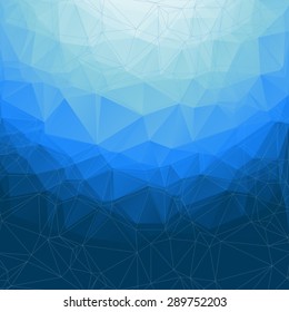 White light flash gradient on blue abstract geometric rumpled triangular low poly style vector illustration graphic background