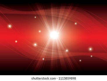 White light and light floating around on a red and black background and abstract lines