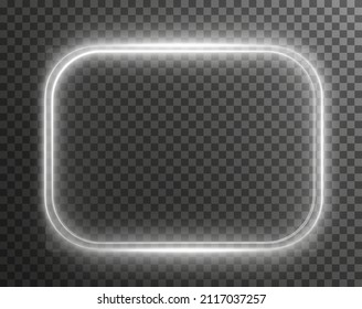 White light frame PNG made of light white abstract lines on a transparent background. Fiery festive frame for advertising, banners, discounts, logo, exhibition, pedestal, invitations.