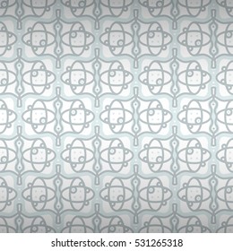 White, light gray decorative seamless pattern background in savage tribe style. Complex puzzle repeatable backdrop. Contemporary design.