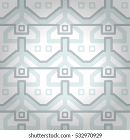 White, light gray decorative seamless pattern background in tribal style. Modern texture. Bright, contrast design for game, carpet, web or other purpose. Knotty puzzle repeatable backdrop.