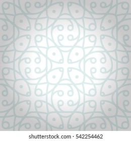 White, light gray fancy seamless pattern in fractal style. Tangled mosaic repeatable backdrop. Modern motif. Vector background.