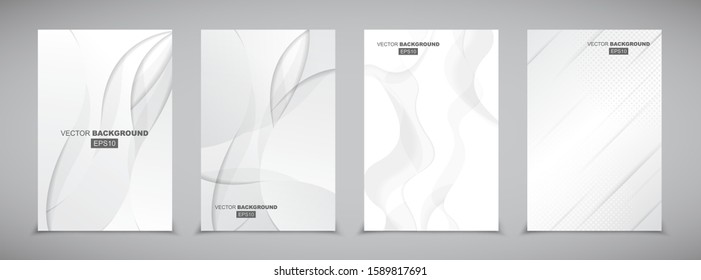 White and Light Gray Geometric Modern Fluid Background Composition with Gradients, Shadows and Lights