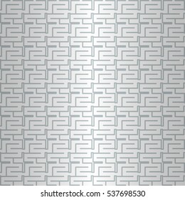 White, light gray geometrical seamless pattern in maze style. Vector background.
