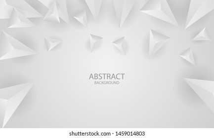 White light gray triangle background. Modern geometric background with 3d triangles.