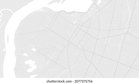 White and light grey Asuncion City area vector background map, streets and water cartography illustration. Widescreen proportion, digital flat design streetmap.