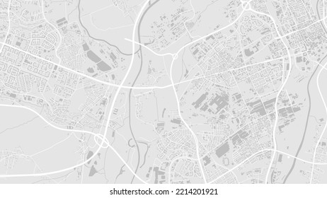White and light grey Brno City area vector background map, roads and water cartography illustration. Widescreen proportion, digital flat design roadmap. svg