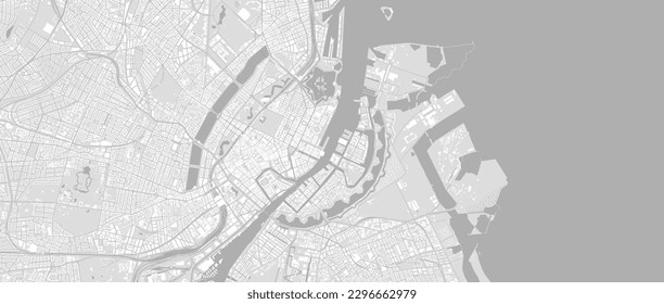 White and light grey Copenhagen City area vector background map, roads and water cartography illustration. Widescreen proportion, digital flat design roadmap. svg