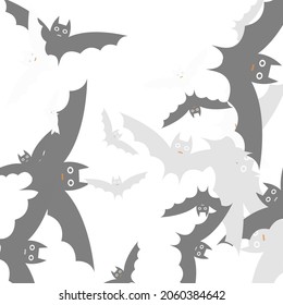 White Light Grey Creepy Flying Bats Art Pattern. Chaos Orange Print Bats Vector Background. Spooky Scary Silver Motion Modern Style Background. Retro Attack Funny Black Halloween Art Illustration.