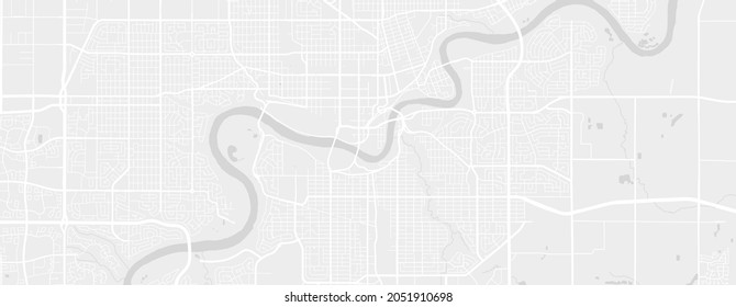 White and light grey Edmonton city area vector horizontal background map, streets and water cartography illustration. Widescreen proportion, digital flat design streetmap.