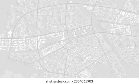 White and light grey Gaborone city area, Botswana, vector background map, roads and water cartography illustration. Widescreen proportion, digital flat design roadmap.