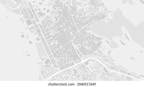 White and light grey Granada City area vector background map, streets and water cartography illustration. Widescreen proportion, digital flat design streetmap.