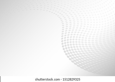 White light grey halftone dots geometric background. Grunge abstract graphic template. Vector illustration.
