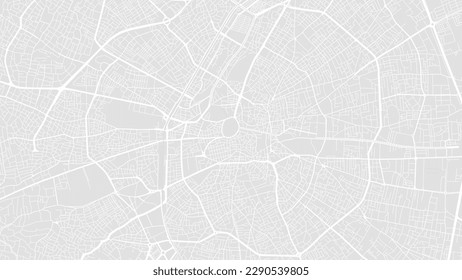 White and light grey Konya city area vector background map, roads and water illustration. Widescreen proportion, digital flat design roadmap.