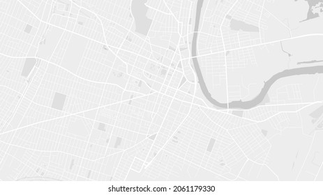 White and light grey Newark City area vector background map, streets and water cartography illustration. Widescreen proportion, digital flat design streetmap.