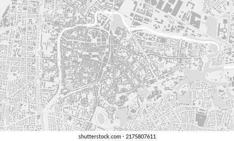 White and light grey Padua City area vector background map, streets and water cartography illustration. Widescreen proportion, digital flat design streetmap.