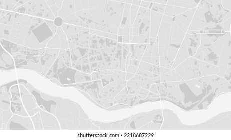 White and light grey Porto city area vector background map, roads and water illustration. Widescreen proportion, digital flat design roadmap.