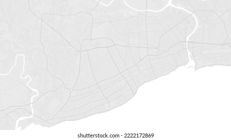 White and light grey Santo Domingo city area vector background map, roads and water illustration. Widescreen proportion, digital flat design roadmap.