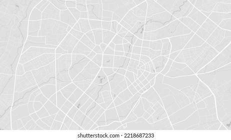 White and light grey Tashkent city area vector background map, roads and water illustration. Widescreen proportion, digital flat design roadmap.