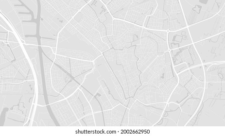 White and light grey Utrecht City area vector background map, streets and water cartography illustration. Widescreen proportion, digital flat design streetmap.