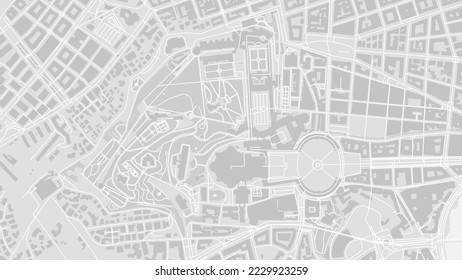 White and light grey Vatican City area vector background map, roads and water cartography illustration. Widescreen proportion, digital flat design roadmap.
