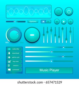 white light music player icon on blue texture background vector