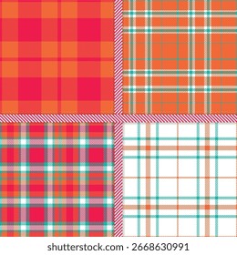 White, Light Peach, Dark Plum and Tea seamless pattern set of 4