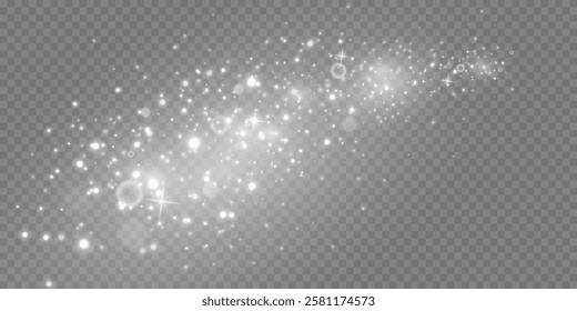 White light png.Bokeh and swirl effect.  Christmas background of shining dust.On a transparent background.