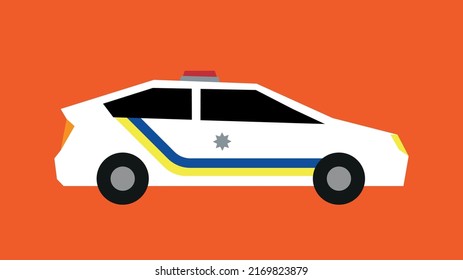 White light police car with flashing lights