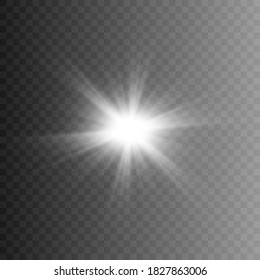 White light, rays of light. White flash png. Light, lighting. Vector illustration.