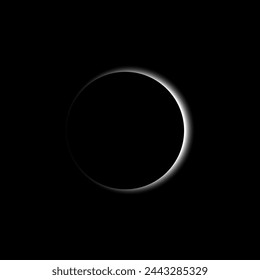 white light of a solar eclipse vector illustration on black background