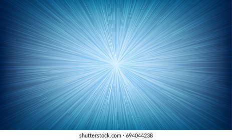 White Light Speed Line Burst Ray on Blue Background Vector Illustration