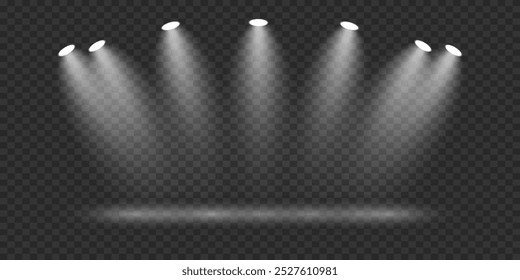 Focos de luz blanca, luz de escenario. Ilustrador de Vector