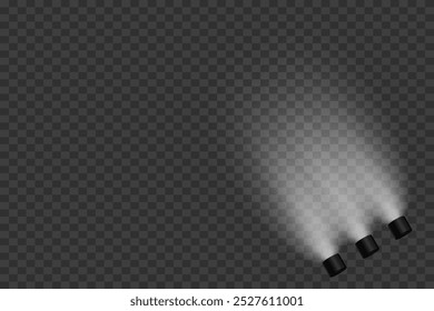 White light spotlights, stage light. Vector illustrator