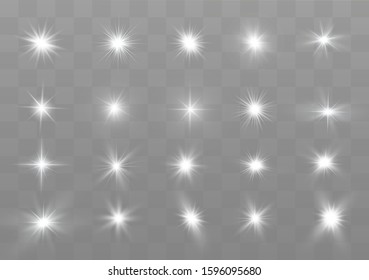 White light. The light of a star. star glow on a transparent background explodes on a transparent background.  Sparkling magic dust particles. Bright Star.