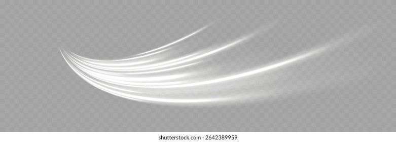 Senderos de luz blanca. Líneas de velocidad de neón brillantes png. Abstractas remolino espumoso. Vector 10.
