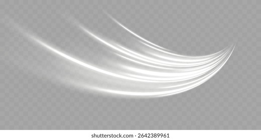 Trilhas brancas. Linhas de velocidade neon brilhantes png. Espiral espumante abstrato. Vetor EPS 10