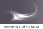 White light twirl – curved luminous line effect forming a glowing circle. Light pedestal, podium, or platform. Vector PNG illustration for elegant and modern designs