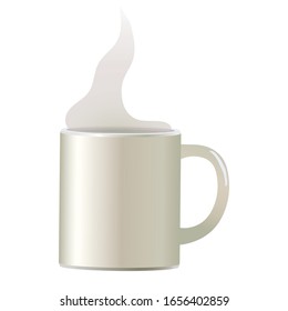 Trama de café vector luz blanca para sopa objeto aislado sobre fondo blanco simple con vapor blanco translúcido.