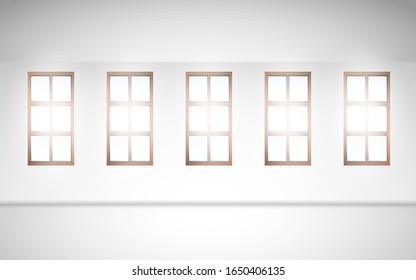 white light at the windows in the white studio room