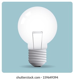 a white lightbulb in a blue background