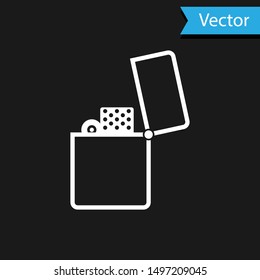 White Lighter icon isolated on black background.  Vector Illustration