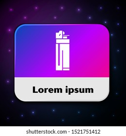 White Lighter icon isolated on black background. Rectangle color button. Vector Illustration